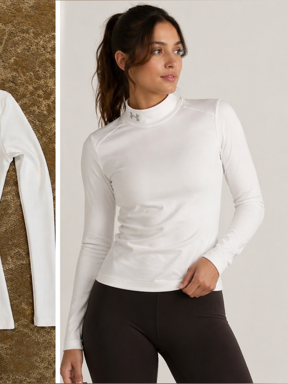 Under Armour White Long-Sleeve Mock Neck Performance Top